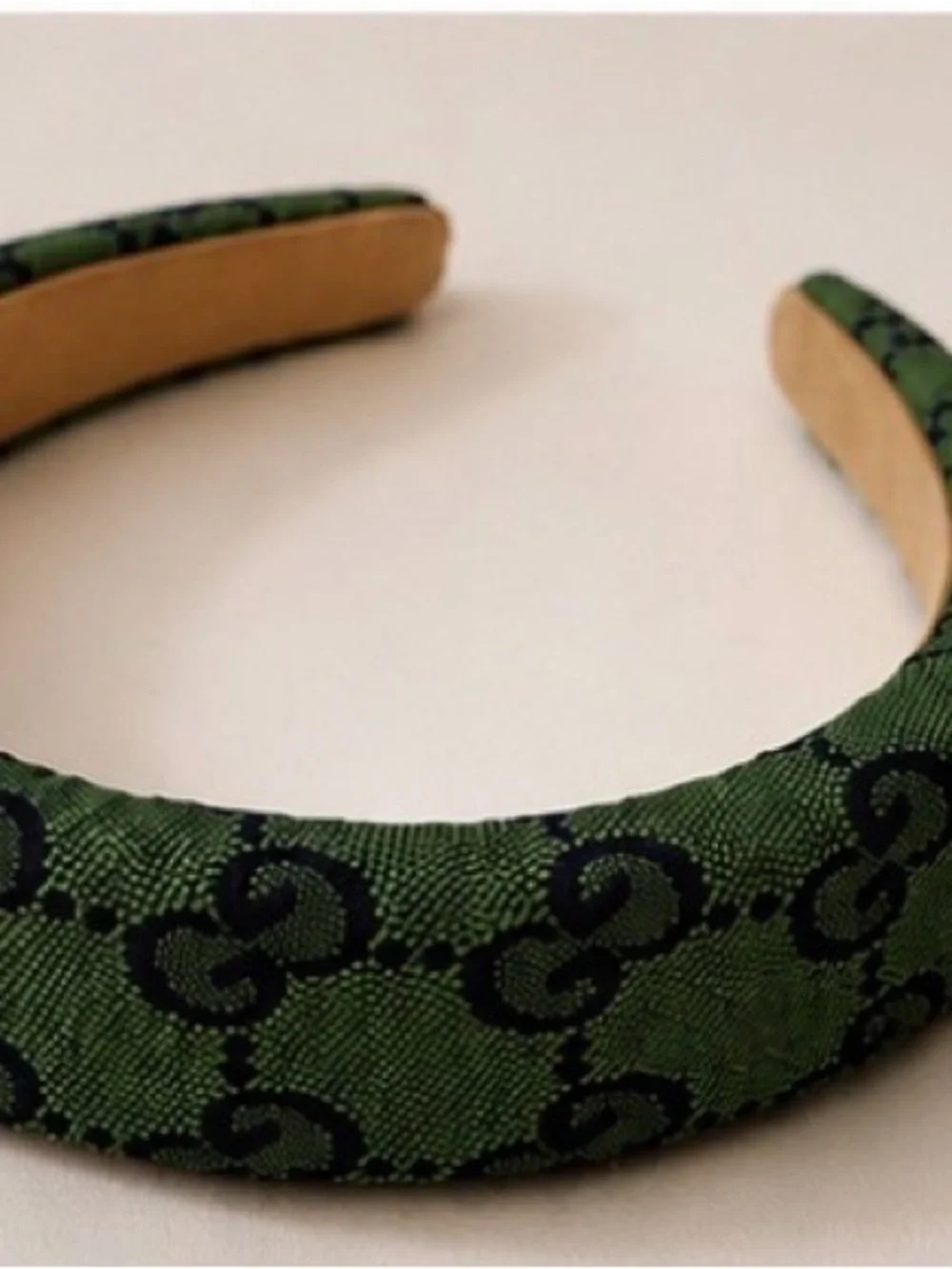 Designer Inspired Green Monogram Padded Headband
